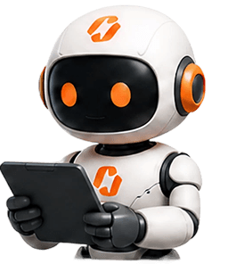 Robot reviewing on a tablet